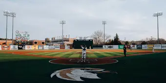 Wide angle photo of Remax baseball diamond