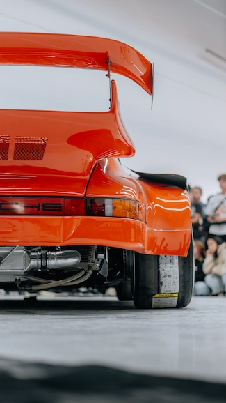 Rear close up shot of Porsche tires